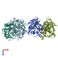 PDB entry 5iq2 coloured by chain, top view.