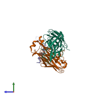 PDB entry 5iq7 coloured by chain, side view.