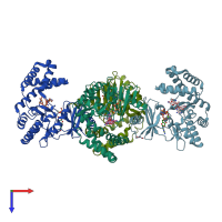PDB entry 5iqe coloured by chain, top view.