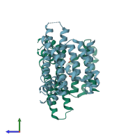 PDB entry 5iqp coloured by chain, side view.