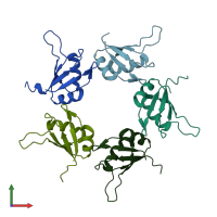 PDB entry 5iqq coloured by chain, front view.