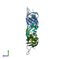 PDB entry 5iqq coloured by chain, side view.