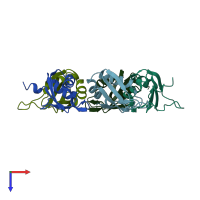 PDB entry 5iqq coloured by chain, top view.