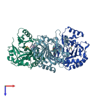 PDB entry 5iqt coloured by chain, top view.