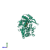PDB entry 5iqz coloured by chain, side view.