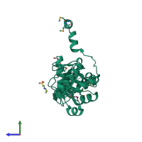 PDB entry 5ir2 coloured by chain, side view.