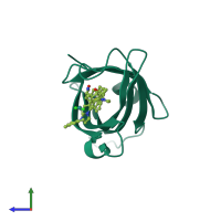 PDB entry 5ira coloured by chain, side view.