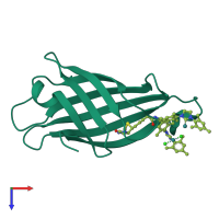 PDB entry 5ira coloured by chain, top view.