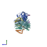 PDB entry 5ire coloured by chain, side view.