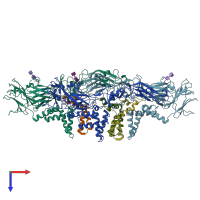 PDB entry 5ire coloured by chain, top view.