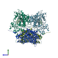 PDB entry 5irq coloured by chain, side view.