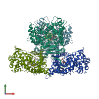 PDB entry 5irv coloured by chain, front view.