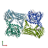 PDB entry 5isa coloured by chain, front view.