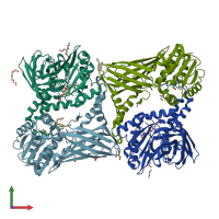 PDB entry 5isf coloured by chain, front view.
