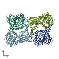 PDB entry 5isi coloured by chain, front view.