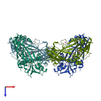 PDB entry 5isi coloured by chain, top view.
