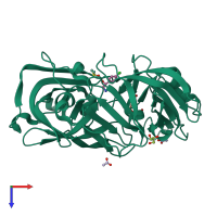 PDB entry 5isj coloured by chain, top view.