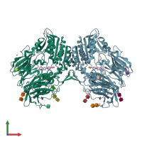 PDB entry 5ism coloured by chain, front view.