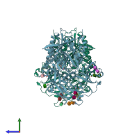 PDB entry 5ism coloured by chain, side view.