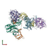 PDB entry 5iso coloured by chain, front view.