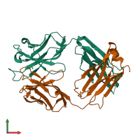 PDB entry 5it2 coloured by chain, front view.