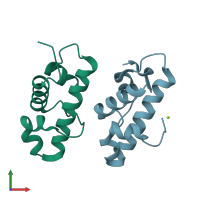 PDB entry 5it3 coloured by chain, front view.