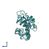 PDB entry 5it3 coloured by chain, side view.