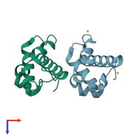 PDB entry 5it3 coloured by chain, top view.