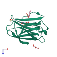 PDB entry 5it6 coloured by chain, top view.