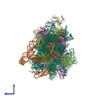 PDB entry 5it9 coloured by chain, side view.