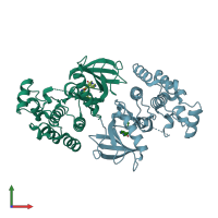 PDB entry 5ita coloured by chain, front view.