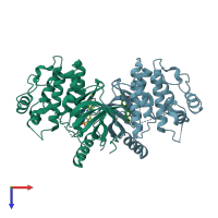 PDB entry 5ita coloured by chain, top view.