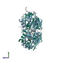 PDB entry 5ito coloured by chain, side view.