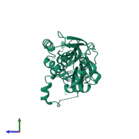 PDB entry 5itq coloured by chain, side view.