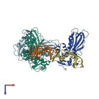 PDB entry 5itt coloured by chain, top view.