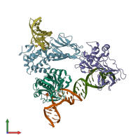 PDB entry 5itx coloured by chain, front view.
