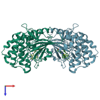 PDB entry 5iu2 coloured by chain, top view.