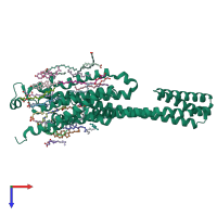 PDB entry 5iu7 coloured by chain, top view.