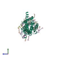 PDB entry 5iu8 coloured by chain, side view.