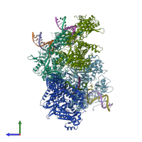 PDB entry 5iud coloured by chain, side view.