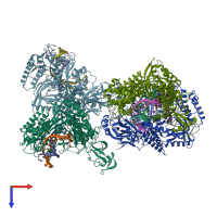 PDB entry 5iud coloured by chain, top view.