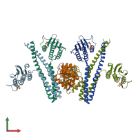 PDB entry 5iuj coloured by chain, front view.