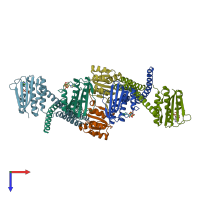 PDB entry 5iuj coloured by chain, top view.