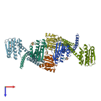 PDB entry 5iul coloured by chain, top view.