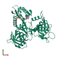 PDB entry 5iv0 coloured by chain, front view.