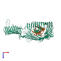 PDB entry 5iv9 coloured by chain, top view.