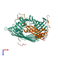 PDB entry 5iva coloured by chain, top view.