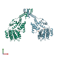 PDB entry 5ivl coloured by chain, front view.