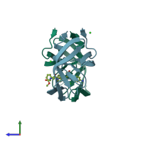 PDB entry 5ivr coloured by chain, side view.