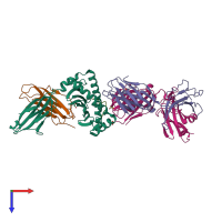 PDB entry 5ivx coloured by chain, top view.
